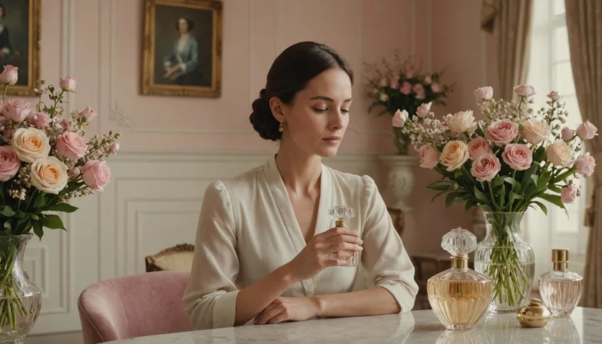 Une femme tient un parfum chogan à la main