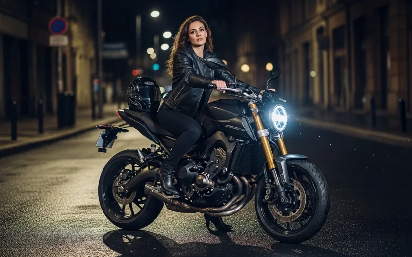 Rencontre motard : guide pratique sexe et passion deux-roues 1 femme sexy ecuir noir sur une moto